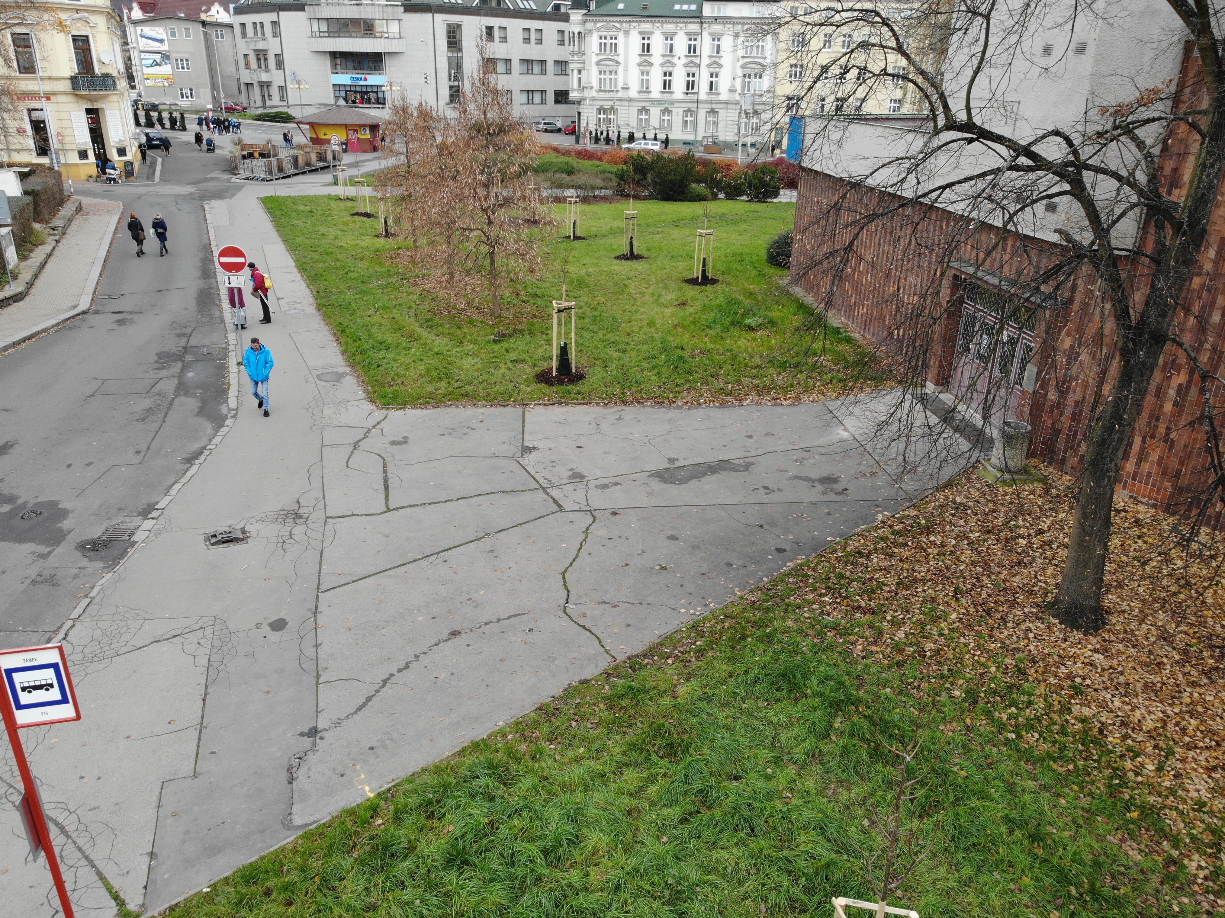 Po realizaci - záběr z dronu směrem do Pohraniční ulice Po realizaci - záběr z dronu směrem do Pohraniční ulice